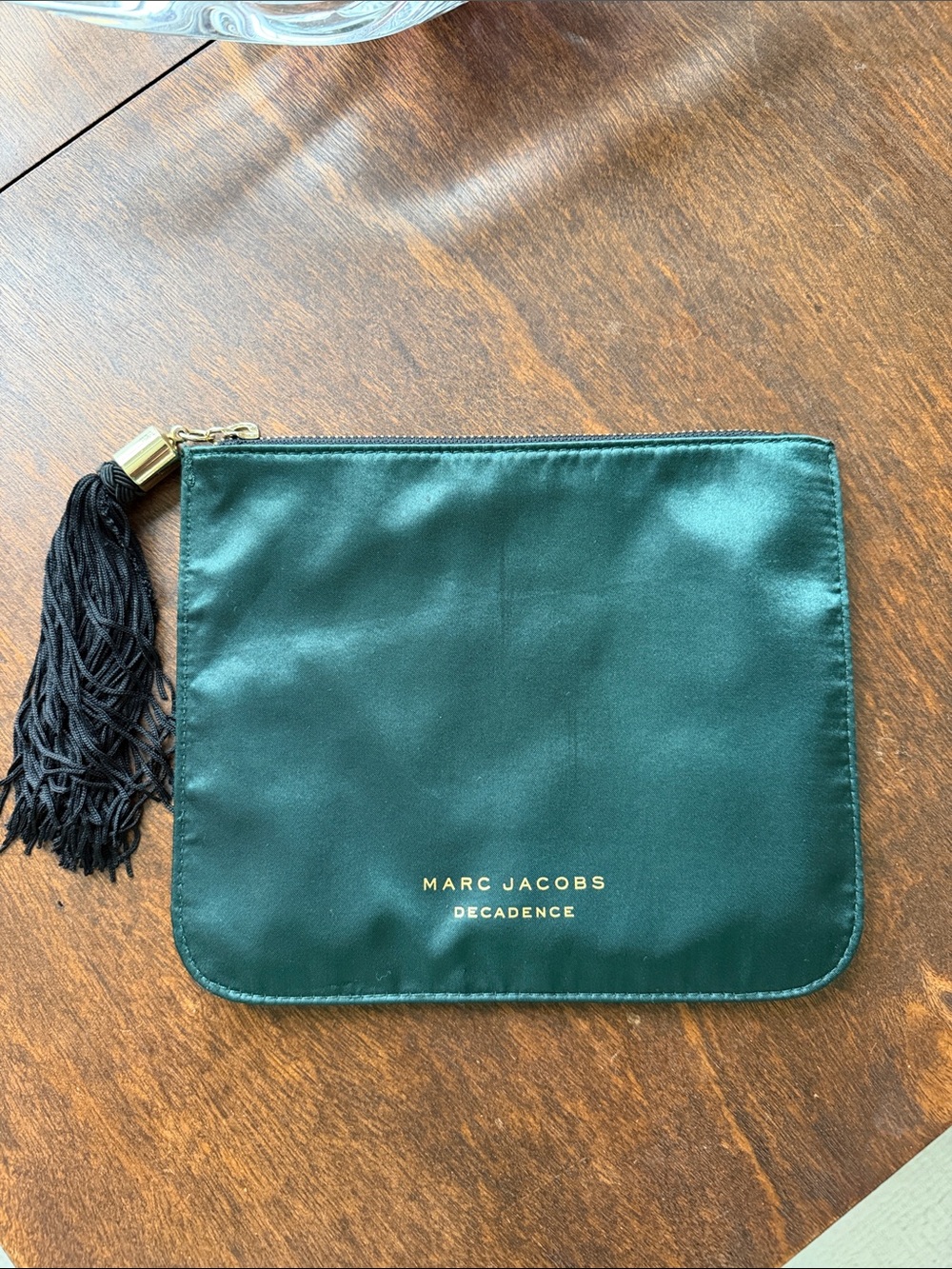 5/$20 Marc Jacobs Decadence Green Satin Pouch with Black Tassel